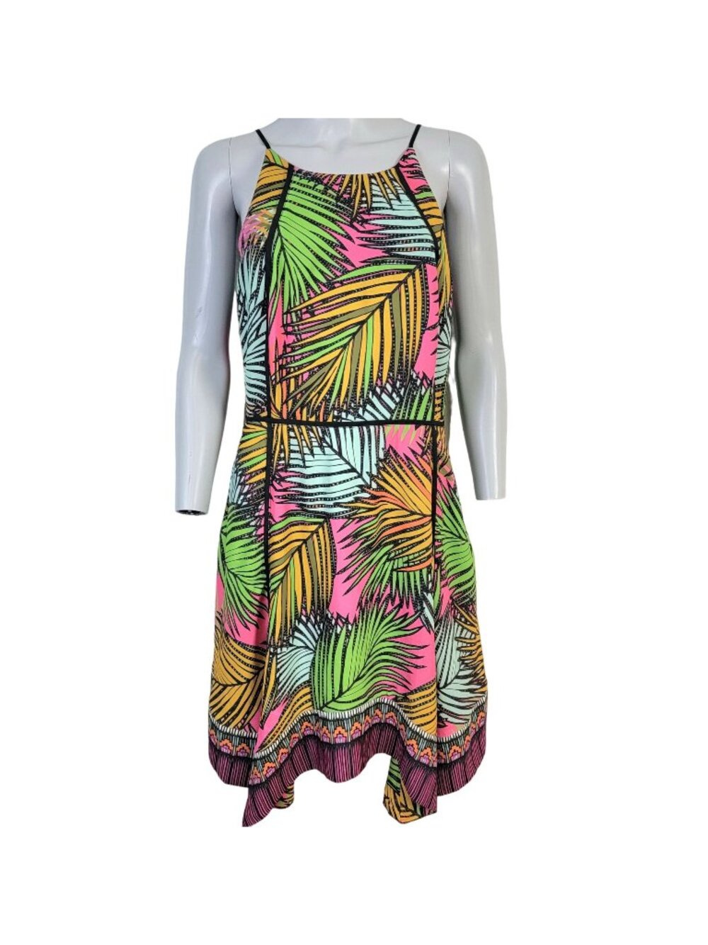 Greylin Colorful Tropical Midi Dress Women Medium Asymmetrical New Formal Summer